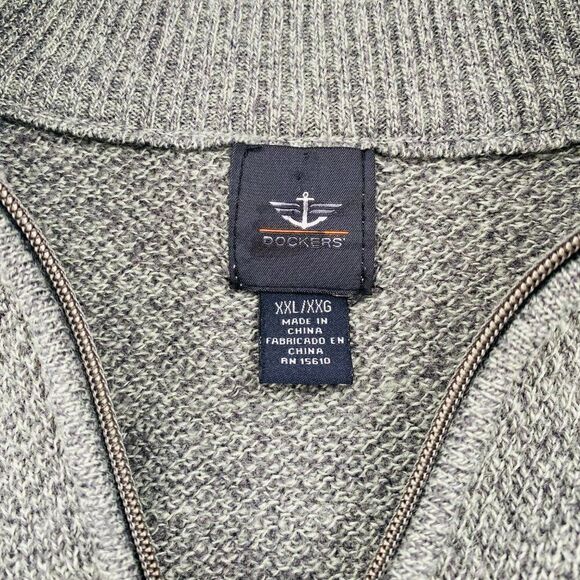 Dockers Mens Size XXL 2XL Black Gray Color Block 1/4 Zip Pullover Sweater - Picture 5 of 8